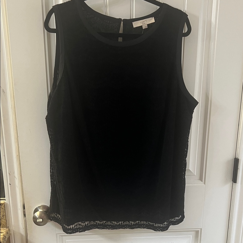 LOFT Black Lace Trim Tank Top